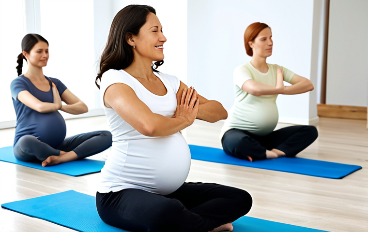 Expectant Mother Wellbeing**

"A fully clothed, professional woman in her late 30s, wearing modest maternity clothes, attending a prenatal yoga class in a bright, clean studio, surrounded by other expecting mothers. Focus on her peaceful expression and gentle stretching. Safe for work, appropriate content, perfect anatomy, correct proportions, natural pose, well-formed hands, proper finger count, natural body proportions, family-friendly."

**