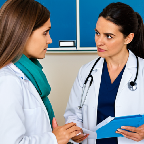 Home 20 자궁경부 이형성증 검사와 치료 병원 - Doctor explaining cervical screening results**
"A kind female doctor in a professional medical offi...