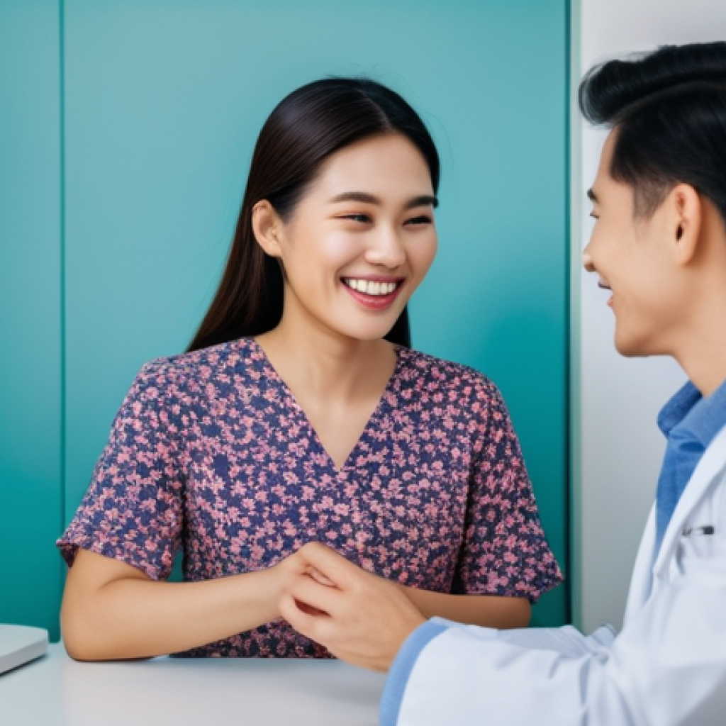 산부인과에서 시행하는 초음파 검사 종류 - **Prompt:** A heartwarming scene in a bright, modern clinic. A Thai couple, a pregnant woman in a mo...