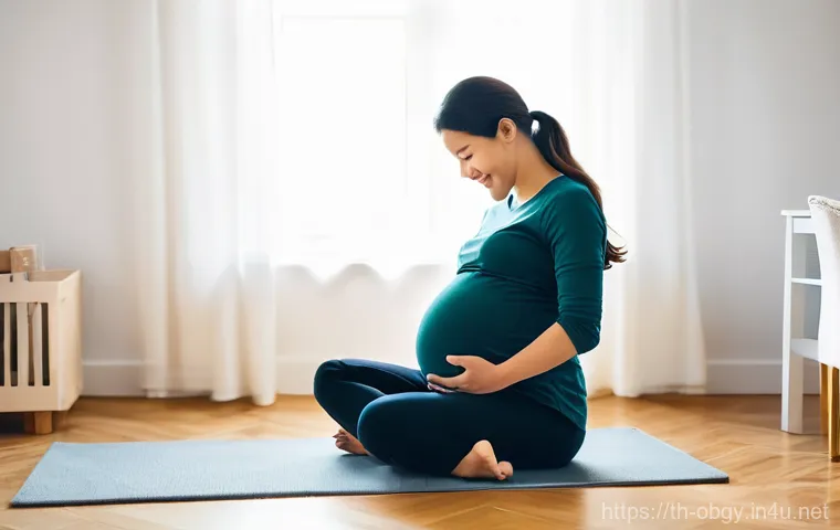 임신 중 태동을 느끼는 시기와 관리법 - **Prompt:** A pregnant woman in her second trimester, approximately 16-20 weeks along, experiencing ...