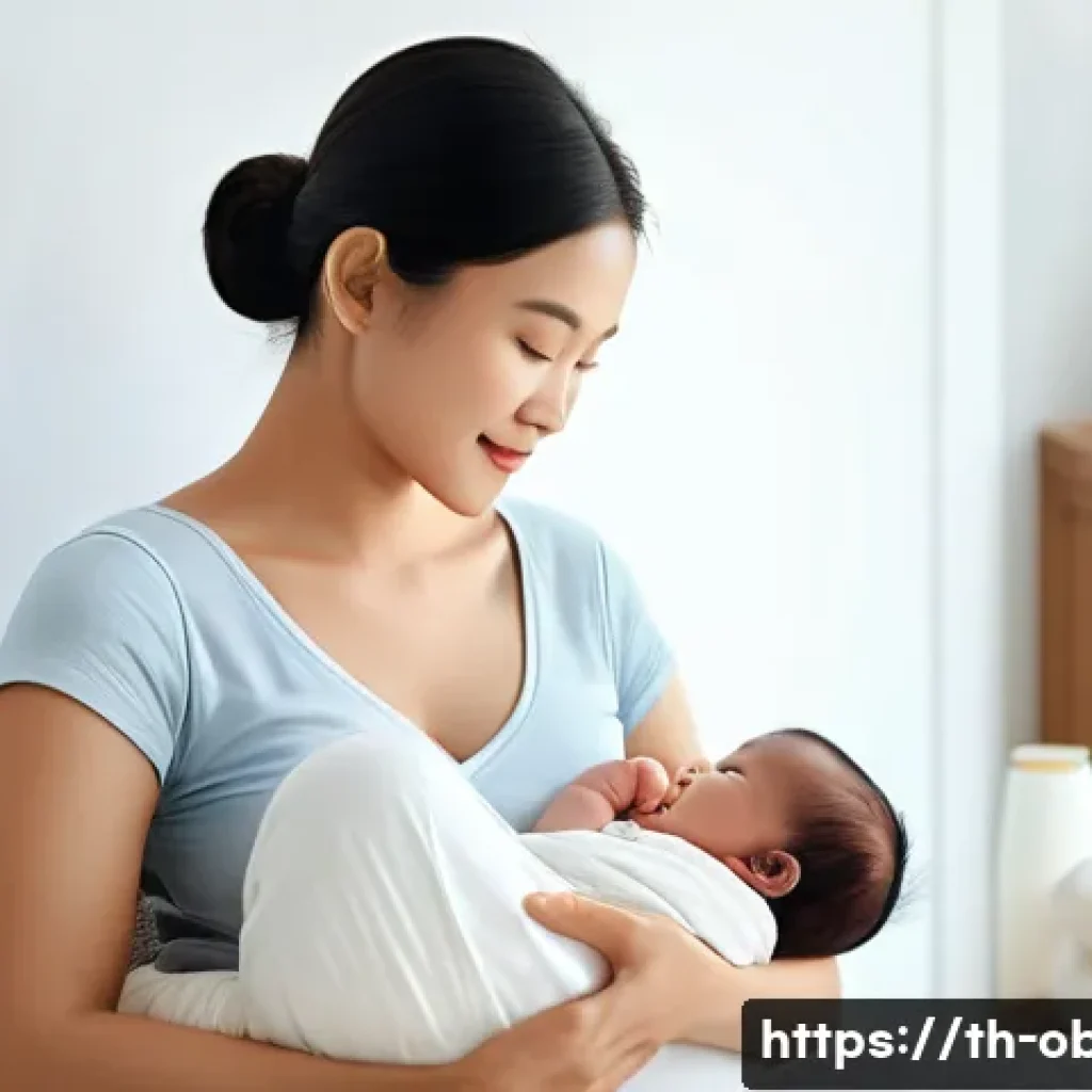 출산 후 모유수유 준비와 유의점 - A serene and cozy indoor scene of a young Southeast Asian mother sitting comfortably in a softly lit...
