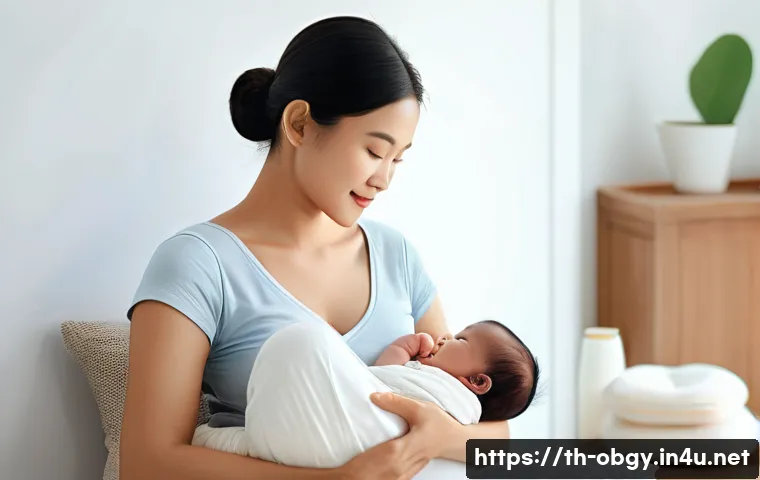 출산 후 모유수유 준비와 유의점 - A serene and cozy indoor scene of a young Southeast Asian mother sitting comfortably in a softly lit...